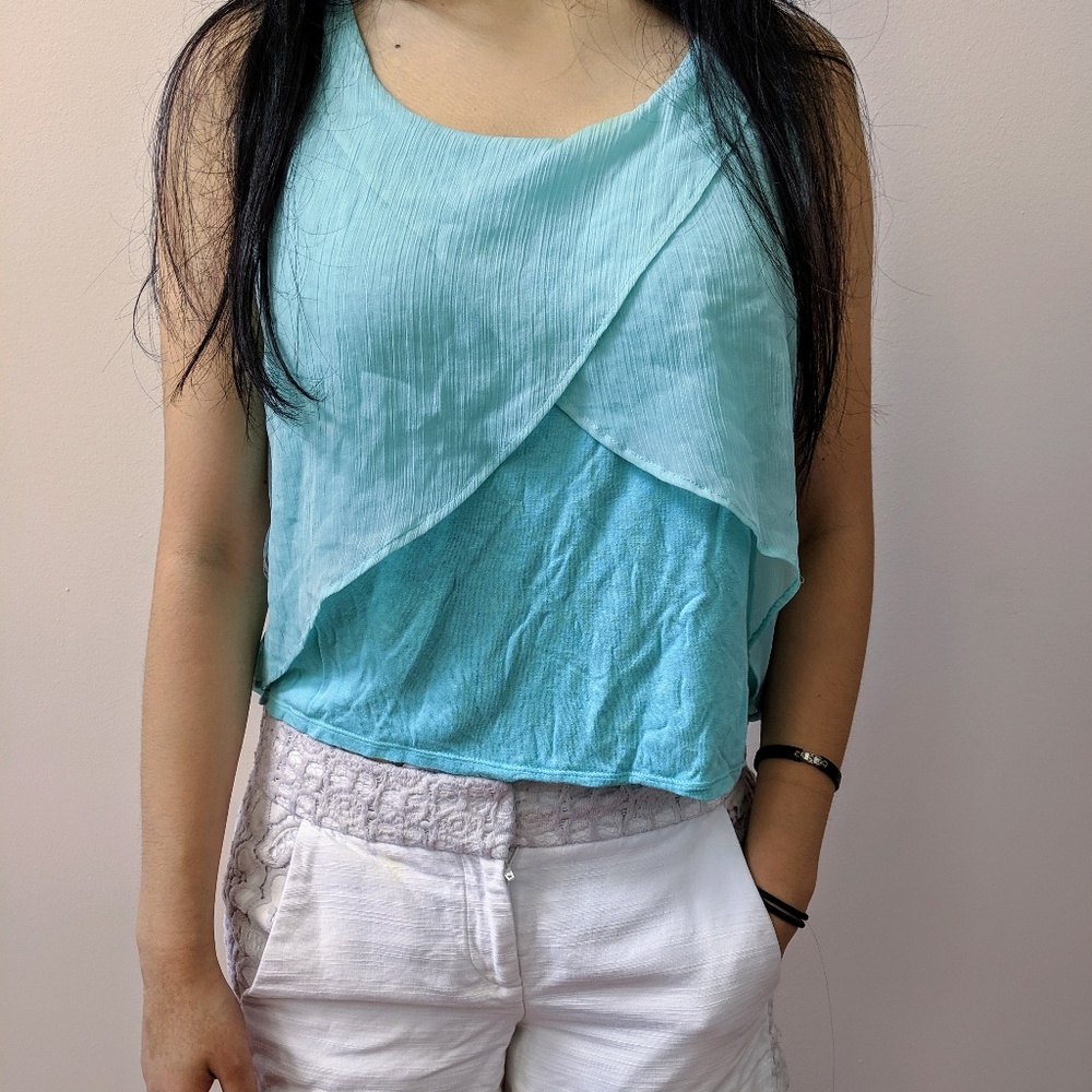 Sea-Green Sleeveless Blouse